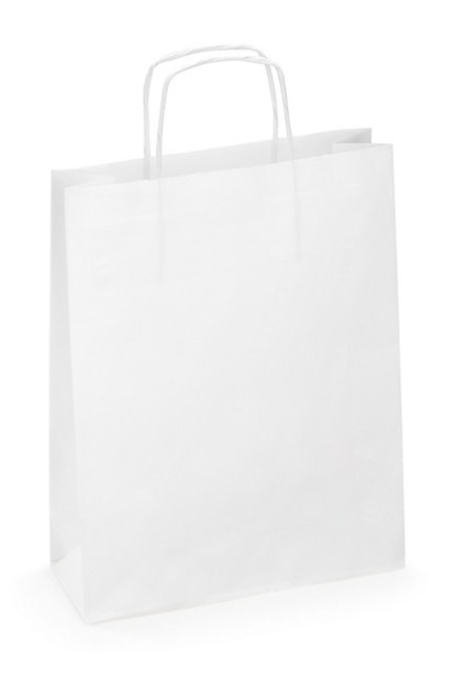 Torebka papierowa biała, kolor gładka 24x10x32 (10szt) Lanex T8101